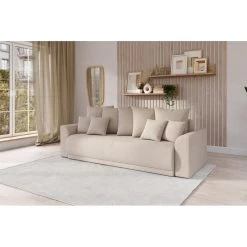Canapé Droit NOVA Convertible Tissu Beige 3 Places -Meuble Déco Soldes canape droit nova convertible tissu beige 8