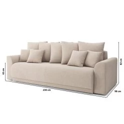 Canapé Droit NOVA Convertible Tissu Beige 3 Places -Meuble Déco Soldes canape droit nova convertible tissu beige 9