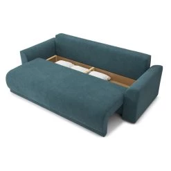 Canapé Droit NOVA Convertible Tissu Bleu Paon 3 Places -Meuble Déco Soldes canape droit nova convertible tissu bleu paon 3