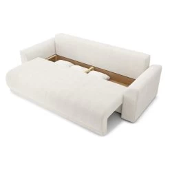 Canapé Droit NOVA Convertible Tissu Bouclette Blanc 3 Places -Meuble Déco Soldes canape droit nova convertible tissu bouclette blanc 4