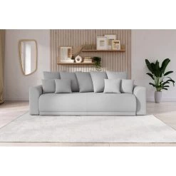 Canapé Droit NOVA Convertible Tissu Gris 3 Places