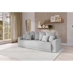 Canapé Droit NOVA Convertible Tissu Gris 3 Places -Meuble Déco Soldes canape droit nova convertible tissu gris 8