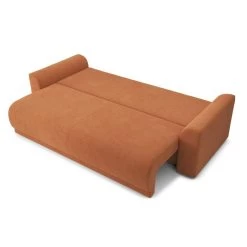 Canapé Droit NOVA Convertible Tissu Rouille 3 Places -Meuble Déco Soldes canape droit nova convertible tissu rouille 3