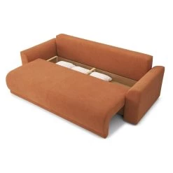 Canapé Droit NOVA Convertible Tissu Rouille 3 Places -Meuble Déco Soldes canape droit nova convertible tissu rouille 4