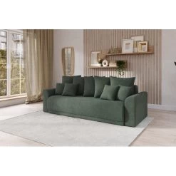 Canapé Droit NOVA Convertible Tissu Vert 3 Places -Meuble Déco Soldes canape droit nova convertible tissu vert 8