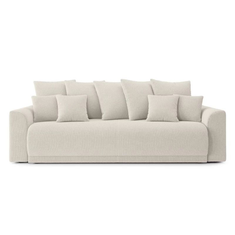 Canapé Droit NOVA Convertible Velours Cotêlé Beige 3 Places 2 Canapé Droit NOVA Convertible Velours Cotêlé Beige 3 Places – Image 2