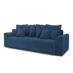 Canapé Droit NOVA Convertible Velours Cotêlé Bleu Cobalt 3 Places -Meuble Déco Soldes canape droit nova convertible velours cotele bleu cobalt 2