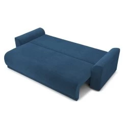 Canapé Droit NOVA Convertible Velours Cotêlé Bleu Cobalt 3 Places -Meuble Déco Soldes canape droit nova convertible velours cotele bleu cobalt 3