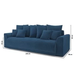 Canapé Droit NOVA Convertible Velours Cotêlé Bleu Cobalt 3 Places -Meuble Déco Soldes canape droit nova convertible velours cotele bleu cobalt 9