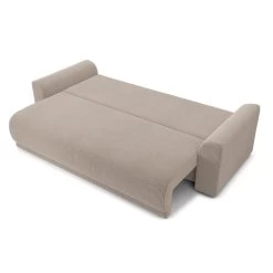 Canapé Droit NOVA Convertible Velours Cotêlé Grège 3 Places -Meuble Déco Soldes canape droit nova convertible velours cotele grege 3