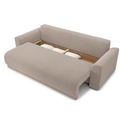 Canapé Droit NOVA Convertible Velours Cotêlé Grège 3 Places -Meuble Déco Soldes canape droit nova convertible velours cotele grege 4
