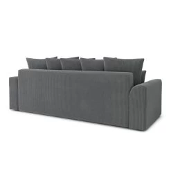 Canapé Droit NOVA Convertible Velours Cotêlé Gris Souris 3 Places -Meuble Déco Soldes canape droit nova convertible velours cotele gris souris 5