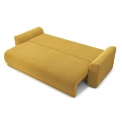 Canapé Droit NOVA Convertible Velours Cotêlé Jaune 3 Places -Meuble Déco Soldes canape droit nova convertible velours cotele jaune 3