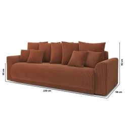 Canapé Droit NOVA Convertible Velours Cotêlé Terracotta 3 Places 19 Canapé Droit NOVA Convertible Velours Cotêlé Terracotta 3 Places -Meuble Déco Soldes canape droit nova convertible velours cotele terracotta 9