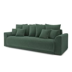 Canapé Droit NOVA Convertible Velours Cotêlé Vert 3 Places -Meuble Déco Soldes canape droit nova convertible velours cotele vert 2