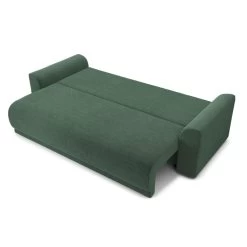 Canapé Droit NOVA Convertible Velours Cotêlé Vert 3 Places -Meuble Déco Soldes canape droit nova convertible velours cotele vert 3