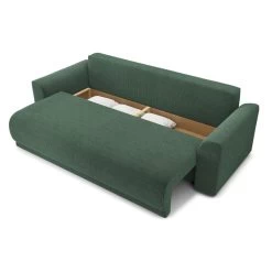 Canapé Droit NOVA Convertible Velours Cotêlé Vert 3 Places -Meuble Déco Soldes canape droit nova convertible velours cotele vert 4