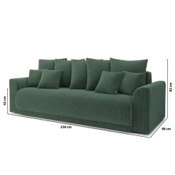 Canapé Droit NOVA Convertible Velours Cotêlé Vert 3 Places -Meuble Déco Soldes canape droit nova convertible velours cotele vert 9