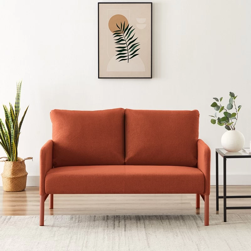 Canapé Droit PANTONE Fixe Tissu Terracotta 2 Places 1 Canapé Droit PANTONE Fixe Tissu Terracotta 2 Places