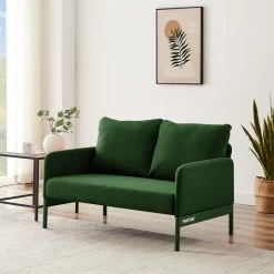 Canapé Droit PANTONE Fixe Tissu Vert Olive 2 Places -Meuble Déco Soldes canape droit pantone fixe tissu vert 2 places 6