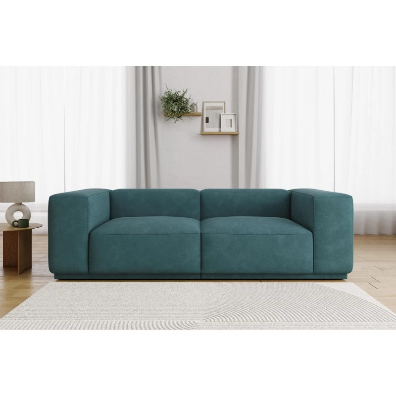 Canapé Droit SACHA Fixe Tissu Bleu Paon 4 Places 1 Canapé Droit SACHA Fixe Tissu Bleu Paon 4 Places