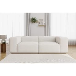 Canapé Droit SACHA Fixe Tissu Crème 4 Places