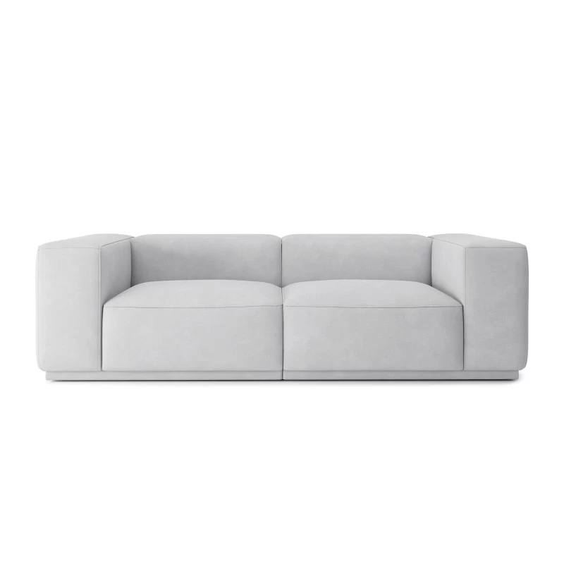 Canapé Droit SACHA Fixe Tissu Gris Clair 4 Places 2 Canapé Droit SACHA Fixe Tissu Gris Clair 4 Places – Image 2