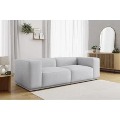 Canapé Droit SACHA Fixe Tissu Gris Clair 4 Places 12 Canapé Droit SACHA Fixe Tissu Gris Clair 4 Places -Meuble Déco Soldes canape droit sacha fixe tissu gris clair 4 places 5