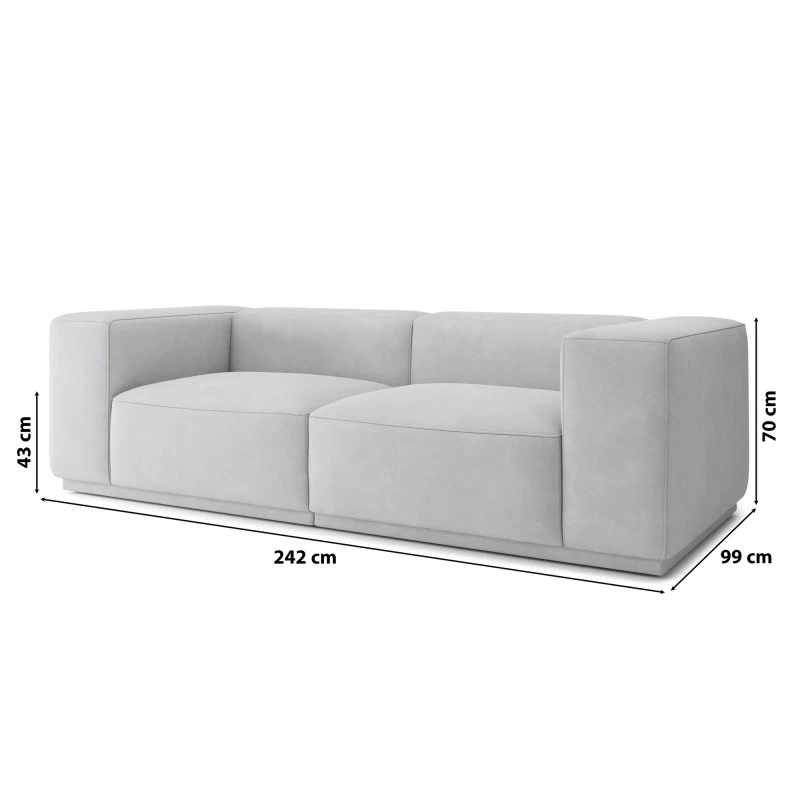 Canapé Droit SACHA Fixe Tissu Gris Clair 4 Places 7 Canapé Droit SACHA Fixe Tissu Gris Clair 4 Places – Image 7