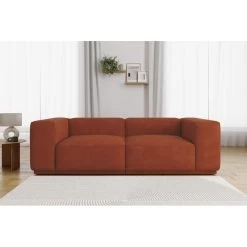 Canapé Droit SACHA Fixe Tissu Terracotta 4 Places