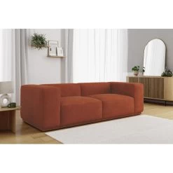 Canapé Droit SACHA Fixe Tissu Terracotta 4 Places 12 Canapé Droit SACHA Fixe Tissu Terracotta 4 Places -Meuble Déco Soldes canape droit sacha fixe tissu terracotta 4 places 5