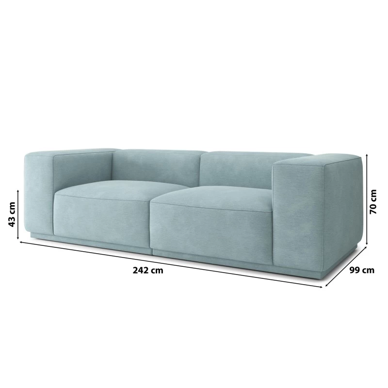 Canapé Droit SACHA Fixe Tissu Vert D'eau 4 Places 7 Canapé Droit SACHA Fixe Tissu Vert D'eau 4 Places – Image 7