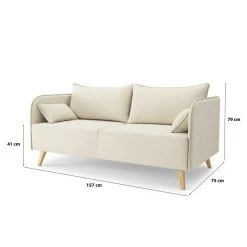 Canapé Droit SARAH Fixe Tissu Beige 3 Places -Meuble Déco Soldes canape droit sarah fixe tissu beige 3 places 6