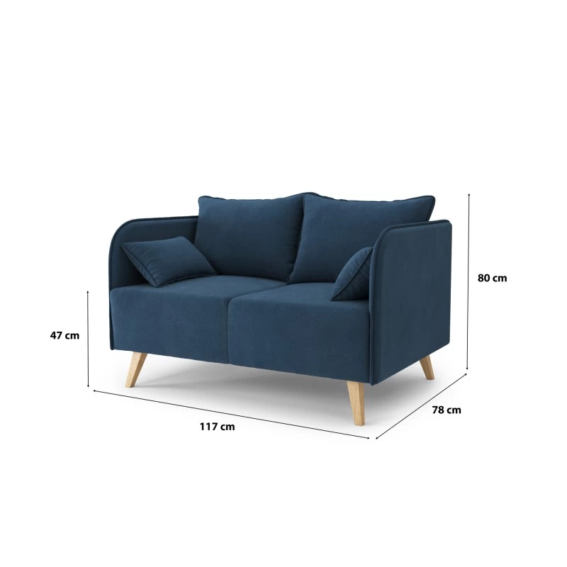 Canapé Droit SARAH Fixe Tissu Bleu 2 Places 7 Canapé Droit SARAH Fixe Tissu Bleu 2 Places – Image 7