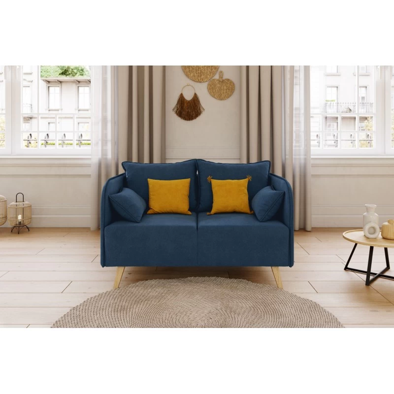 Canapé Droit SARAH Fixe Tissu Bleu 2 Places 1 Canapé Droit SARAH Fixe Tissu Bleu 2 Places