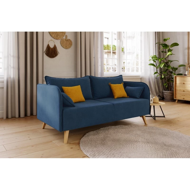 Canapé Droit SARAH Fixe Tissu Bleu 3 Places 6 Canapé Droit SARAH Fixe Tissu Bleu 3 Places – Image 6