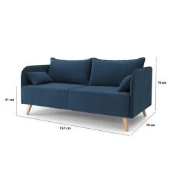 Canapé Droit SARAH Fixe Tissu Bleu 3 Places 13 Canapé Droit SARAH Fixe Tissu Bleu 3 Places -Meuble Déco Soldes canape droit sarah fixe tissu bleu 3 places 6