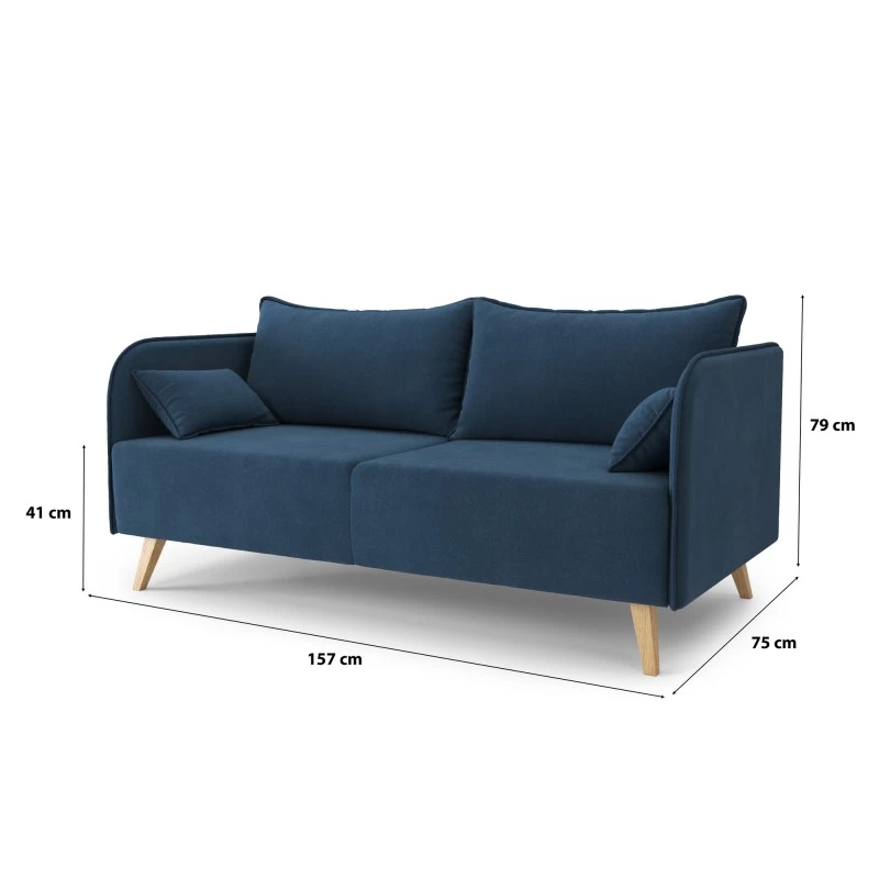 Canapé Droit SARAH Fixe Tissu Bleu 3 Places 7 Canapé Droit SARAH Fixe Tissu Bleu 3 Places – Image 7
