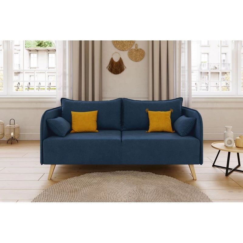 Canapé Droit SARAH Fixe Tissu Bleu 3 Places 1 Canapé Droit SARAH Fixe Tissu Bleu 3 Places