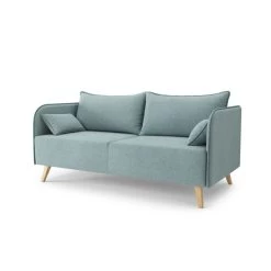 Canapé Droit SARAH Fixe Tissu Bleu Clair 3 Places -Meuble Déco Soldes canape droit sarah fixe tissu bleu clair 3 places 2