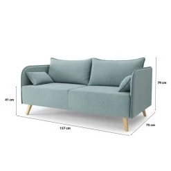 Canapé Droit SARAH Fixe Tissu Bleu Clair 3 Places -Meuble Déco Soldes canape droit sarah fixe tissu bleu clair 3 places 6