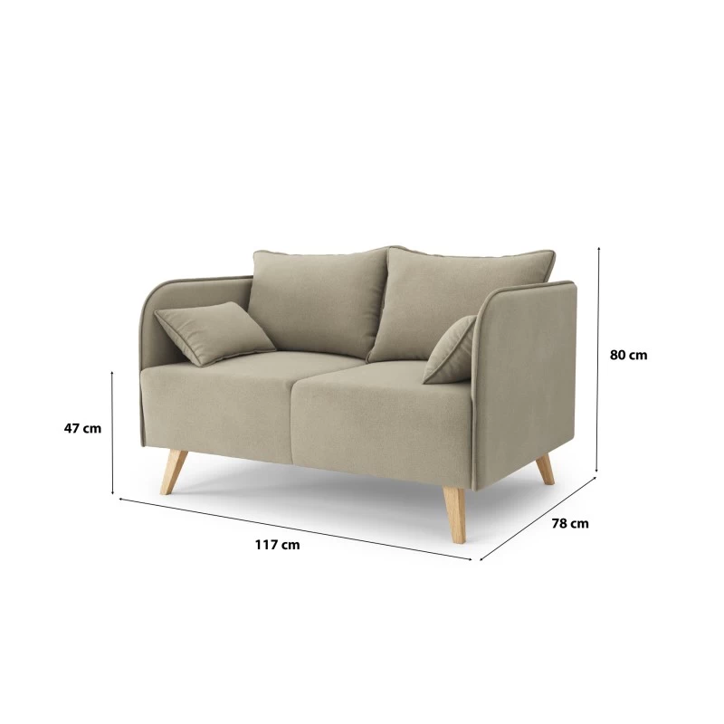 Canapé Droit SARAH Fixe Tissu Grège 2 Places 7 Canapé Droit SARAH Fixe Tissu Grège 2 Places – Image 7