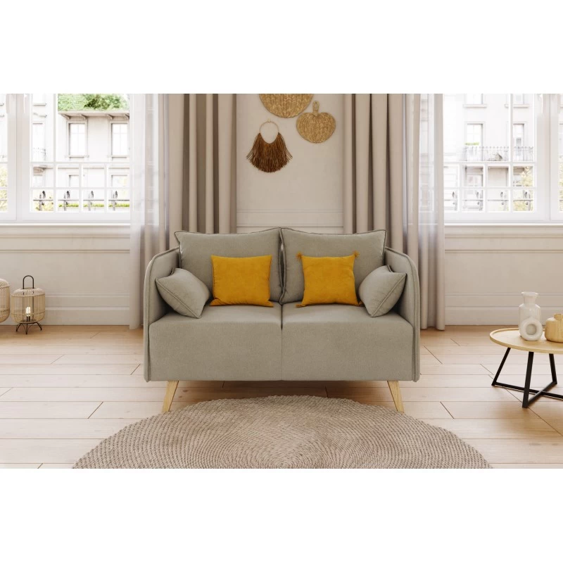 Canapé Droit SARAH Fixe Tissu Grège 2 Places 1 Canapé Droit SARAH Fixe Tissu Grège 2 Places