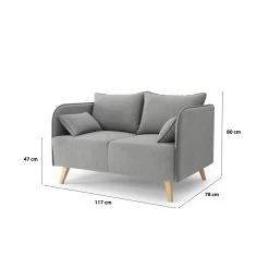 Canapé Droit SARAH Fixe Tissu Gris 2 Places -Meuble Déco Soldes canape droit sarah fixe tissu gris 2 places 6