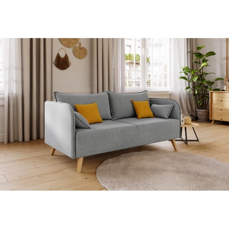 Canapé Droit SARAH Fixe Tissu Gris 3 Places 6 Canapé Droit SARAH Fixe Tissu Gris 3 Places – Image 6