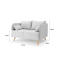 Canapé Droit SARAH Fixe Tissu Gris Clair 2 Places 13 Canapé Droit SARAH Fixe Tissu Gris Clair 2 Places -Meuble Déco Soldes canape droit sarah fixe tissu gris clair 2 places 6