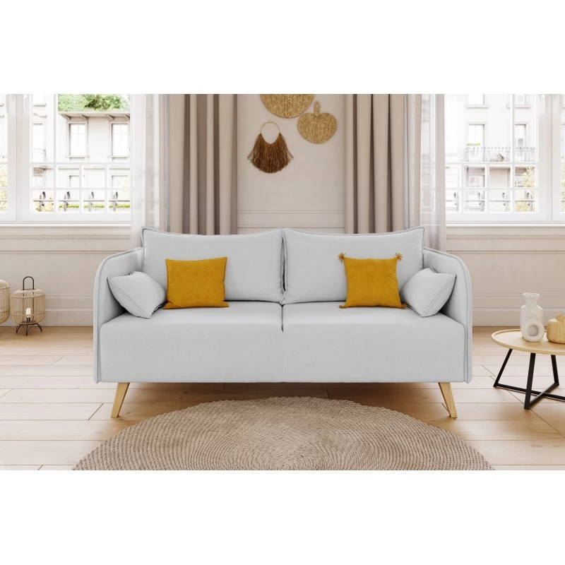 Canapé Droit SARAH Fixe Tissu Gris Clair 3 Places 1 Canapé Droit SARAH Fixe Tissu Gris Clair 3 Places