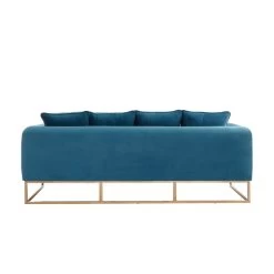 Canapé Droit VICTORIA Fixe Velours Bleu 3 Places 9 Canapé Droit VICTORIA Fixe Velours Bleu 3 Places -Meuble Déco Soldes canape droit victoria fixe velours bleu 3