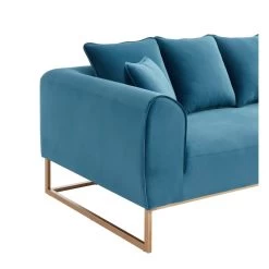 Canapé Droit VICTORIA Fixe Velours Bleu 3 Places 10 Canapé Droit VICTORIA Fixe Velours Bleu 3 Places -Meuble Déco Soldes canape droit victoria fixe velours bleu 4