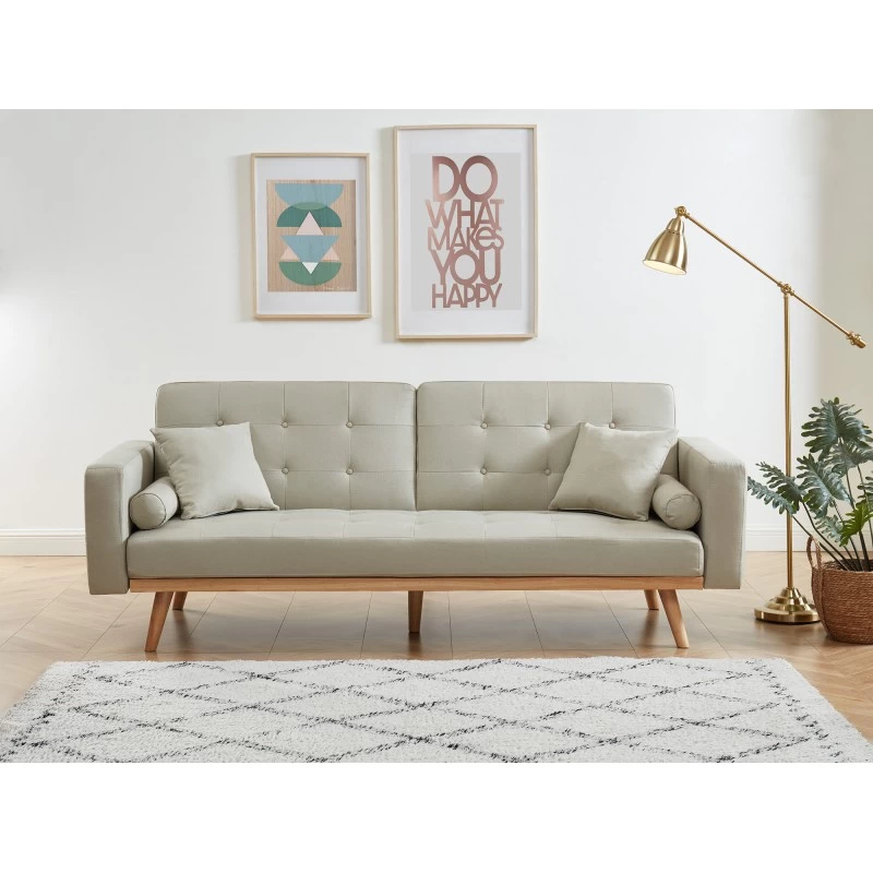 Canapé Droit KELLY En Tissu Beige Avec Fonction Convertible 2 Canapé Droit KELLY En Tissu Beige Avec Fonction Convertible – Image 2